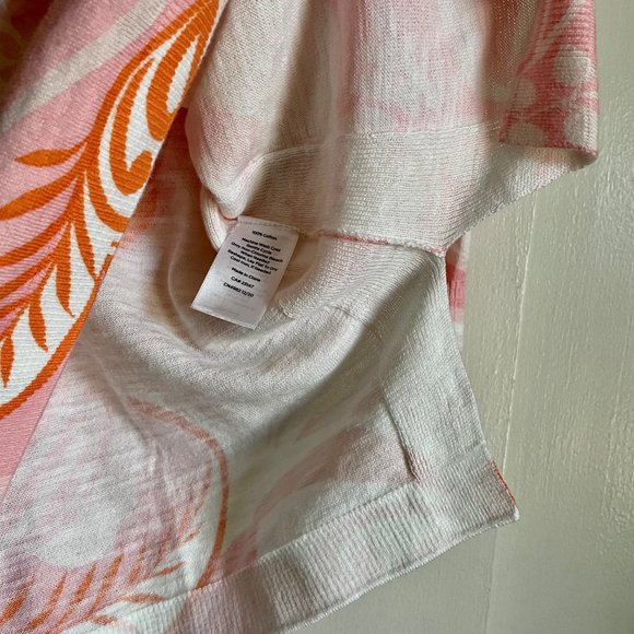 NWT Talbots Pink/Orange Paisley V Neck  3/4 Sleeve Pullover Cotton Sweater Top S - Picture 4 of 8